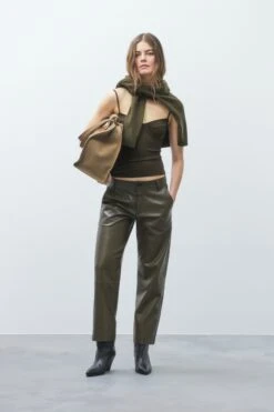 Straight Leather Pants - Serandon Marsh Green -Closed Geschaft C21259 81P 22 694 3