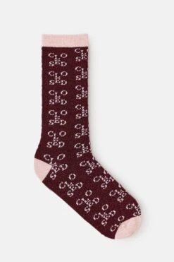 Lurex-Socken Mit Monogramm Dark Raisin Red