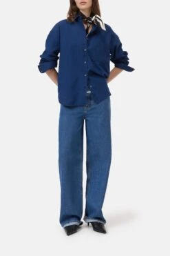 Oversized Hemd Aus Baumwolle Dark Blue