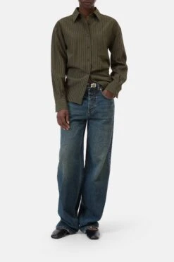 Oversized Bluse Mit Streifen Marsh Green