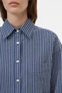 Oversized Baumwollhemd Mit Streifen Eclipse Blue -Closed Geschaft C94240 26O ST 537 3
