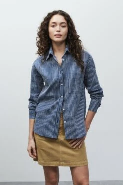 Oversized Baumwollhemd Mit Streifen Eclipse Blue -Closed Geschaft C94240 26O ST 537 5