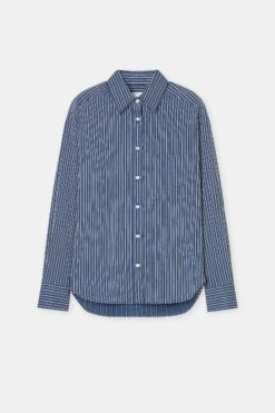 Oversized Baumwollhemd Mit Streifen Eclipse Blue -Closed Geschaft C94240 26O ST 537 7