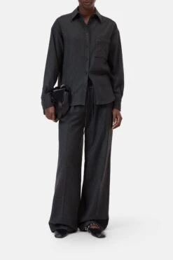 Oversized Flanell-Hemd Anthracite Melange