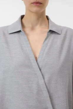 Asymmetrische Bluse Aus Baumwolle-Mix Light Grey Melange 3 Asymmetrische Bluse Aus Baumwolle-Mix Light Grey Melange -Closed Geschaft C94246 23M 22 127 3