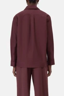 Popeline-Bluse Mit Diagonaler Knopfleiste Dark Raisin Red -Closed Geschaft C94246 252 22 856 2