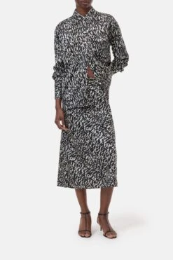 Bluse Mit Strick-Print Black