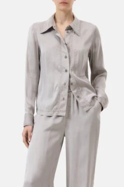 Heritage Shirt Aus Cupro-Mix Mud Grey -Closed Geschaft C94557 26E 13 123 1