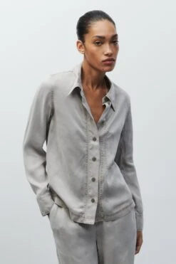 Heritage Shirt Aus Cupro-Mix Mud Grey -Closed Geschaft C94557 26E 13 123 5