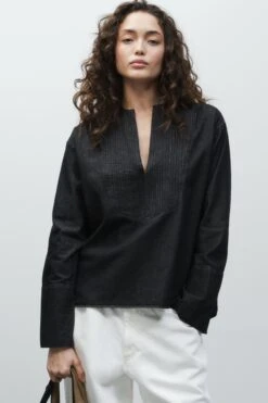 Denim-Bluse Mit Biesen Dark Grey -Closed Geschaft C94593 191 27 DGY 5