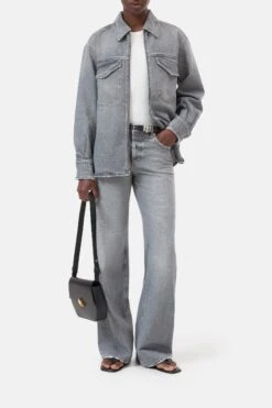 Zip-Overshirt Aus Baumwolle Mid Grey