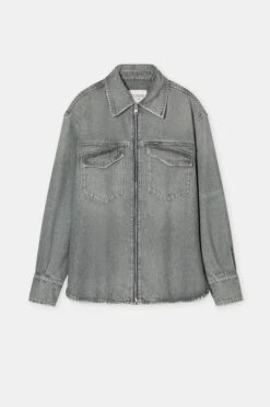 Zip-Overshirt Aus Baumwolle Mid Grey -Closed Geschaft C94601 18M 5Y MGY 7