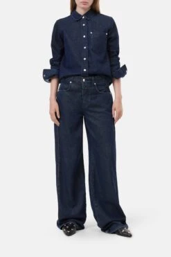 Klassische Denim-Bluse Dark Blue