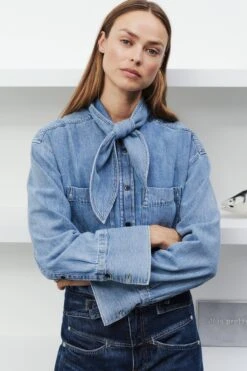 Denim-Bluse Mit Schalkragen Light Blue -Closed Geschaft C94789 16F 3X LBL 5