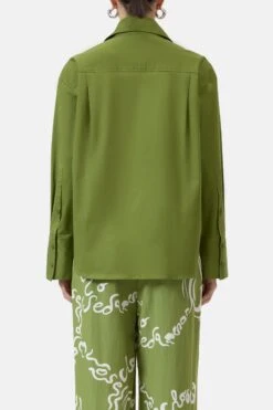 Schalbluse Aus Baumwoll-Popeline Pistachio Green 2 Schalbluse Aus Baumwoll-Popeline Pistachio Green -Closed Geschaft C94789 252 22 695 2