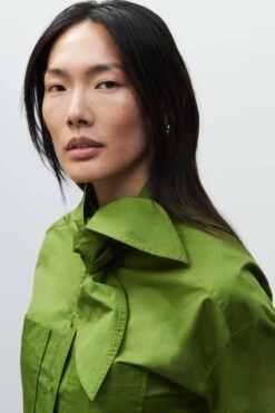 Schalbluse Aus Baumwoll-Popeline Pistachio Green 5 Schalbluse Aus Baumwoll-Popeline Pistachio Green -Closed Geschaft C94789 252 22 695 5