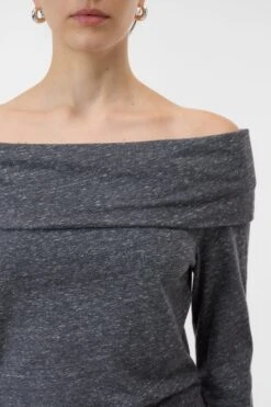 Off-Shoulder Longsleeve Aus Baumwolle Dark Grey Melange -Closed Geschaft C95040 40L 22 164 3