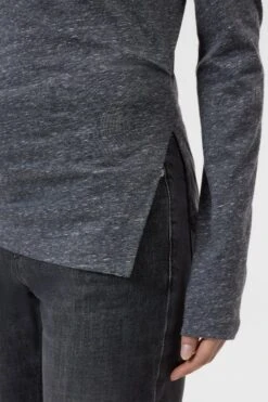 Off-Shoulder Longsleeve Aus Baumwolle Dark Grey Melange -Closed Geschaft C95040 40L 22 164 4