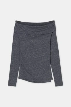 Off-Shoulder Longsleeve Aus Baumwolle Dark Grey Melange -Closed Geschaft C95040 40L 22 164 7