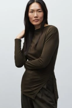 Longsleeve Mit Schlitz-Detail Marsh Green 5 Longsleeve Mit Schlitz-Detail Marsh Green -Closed Geschaft C95042 45W 22 694 5