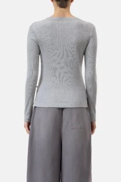 Longsleeve Aus Baumwolle Light Grey Melange -Closed Geschaft C95074 425 22 127 2