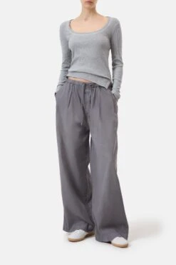 Longsleeve Aus Baumwolle Light Grey Melange