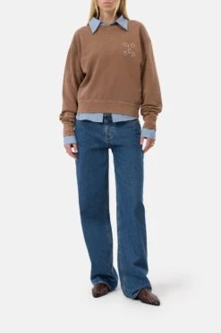 Sweatshirt Aus Bio-Baumwolle Light Mocha Brown