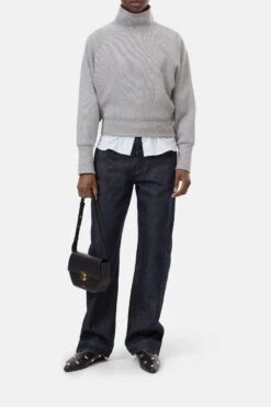 Stehkragen-Sweatshirt Light Grey Melange