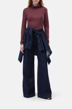 Longsleeve Mit Rollkragen Dark Raisin Red