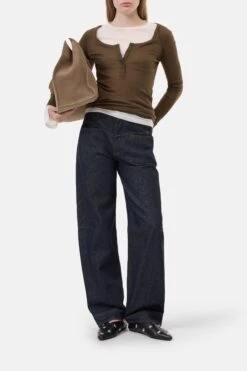 Longsleeve Mit U-Ausschnitt Marsh Green