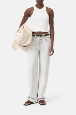 Racer Top Aus Baumwoll-Mix Ivory