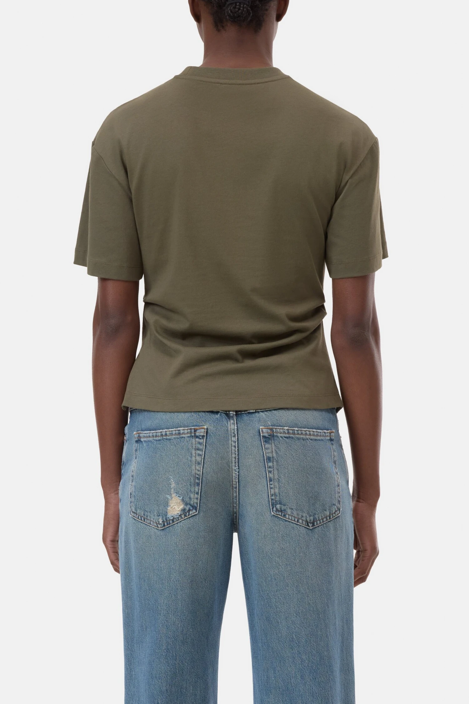 Drapiertes T-Shirt aus Bio-Baumwolle Forest green Drapiertes T-Shirt Aus Bio-Baumwolle Forest Green -Closed Geschaft C95633 44H EM 681 2 scaled