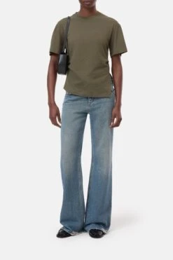 Drapiertes T-Shirt Aus Bio-Baumwolle Forest Green