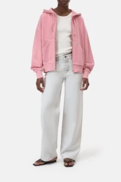 Felpa Jacke Aus Bio-Baumwolle Peony Pink