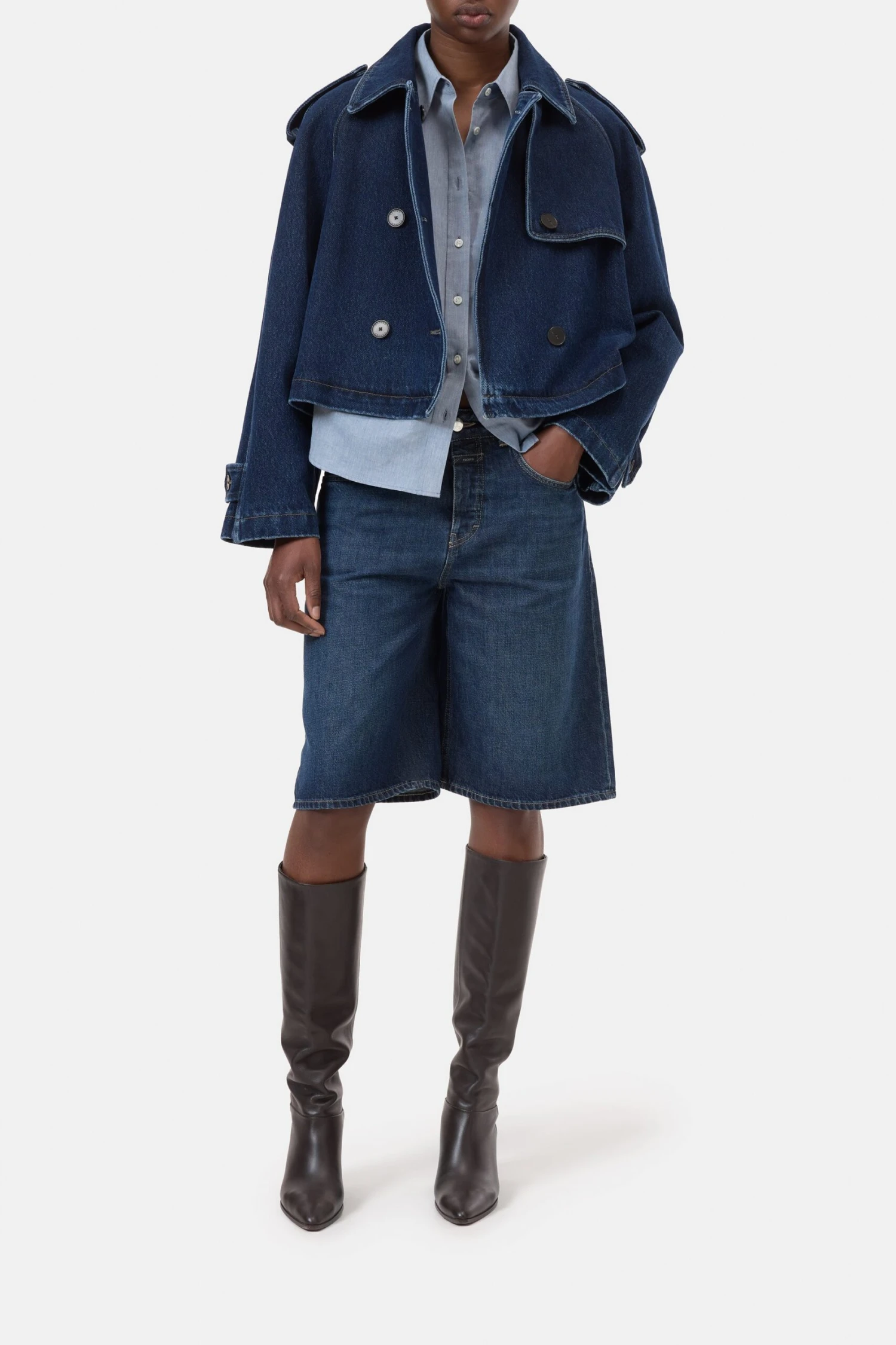 Cropped Trench aus Denim Dark blue Cropped Trench Aus Denim Dark Blue -Closed Geschaft C97133 18L 24 DBL scaled