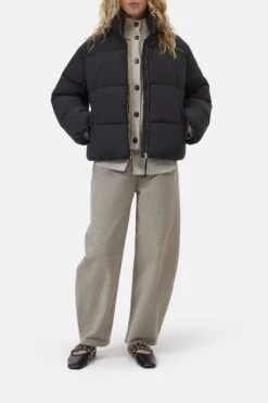 Kurze Puffer-Jacke Black