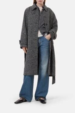 Mantel Aus Mouliné-Garn Grey Heather Melange