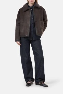 Wendbare Lammfell-Jacke Cosmic Grey