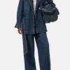 Kurzer Denim-Trenchcoat Dark Blue