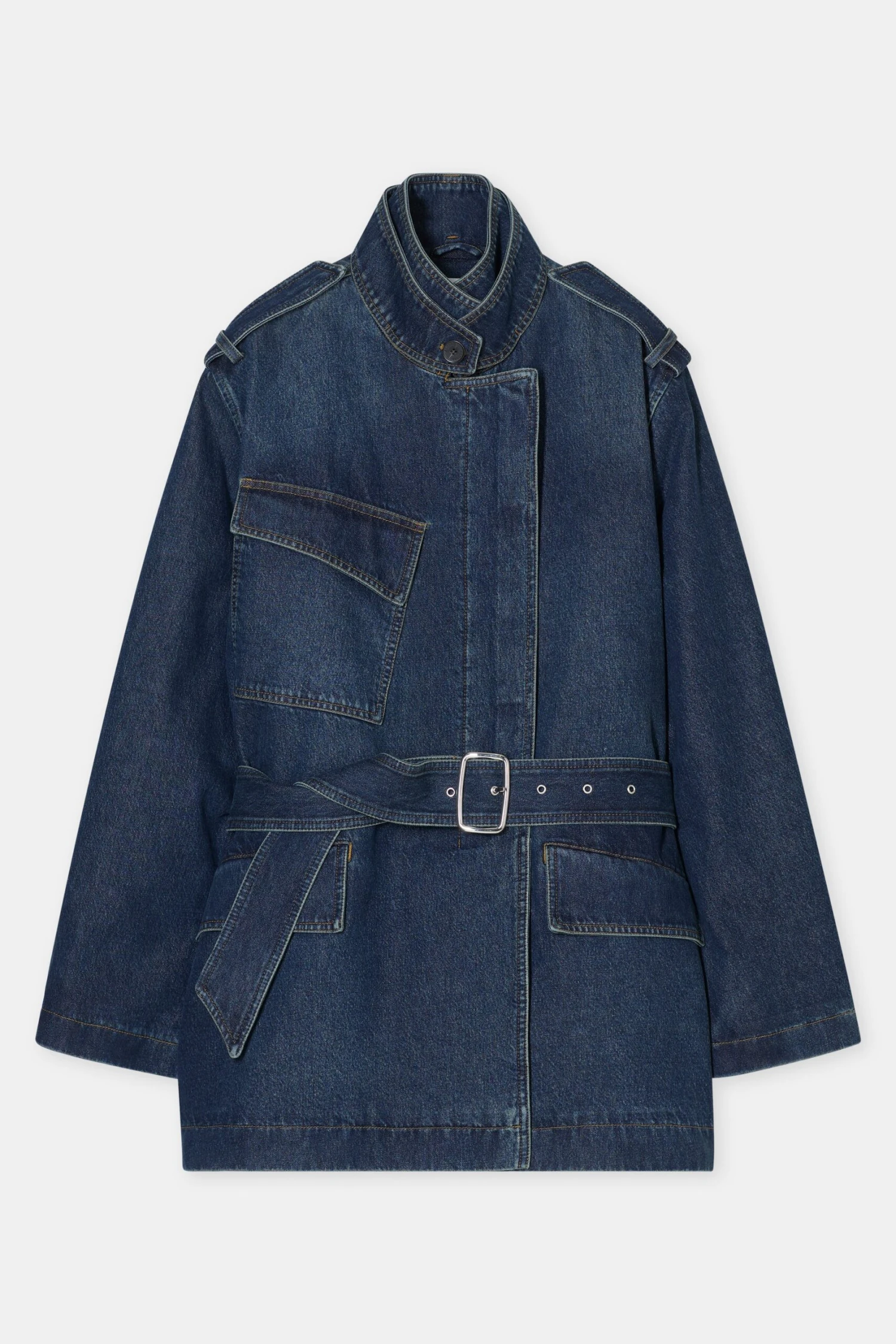 Kurzer Denim-Trenchcoat Dark blue Kurzer Denim-Trenchcoat Dark Blue -Closed Geschaft C97764 16L 28 DBL 8 scaled