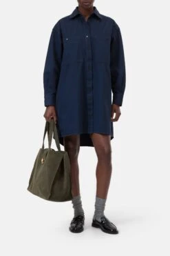 Oversized Hemdblusenkleid Dark Blue
